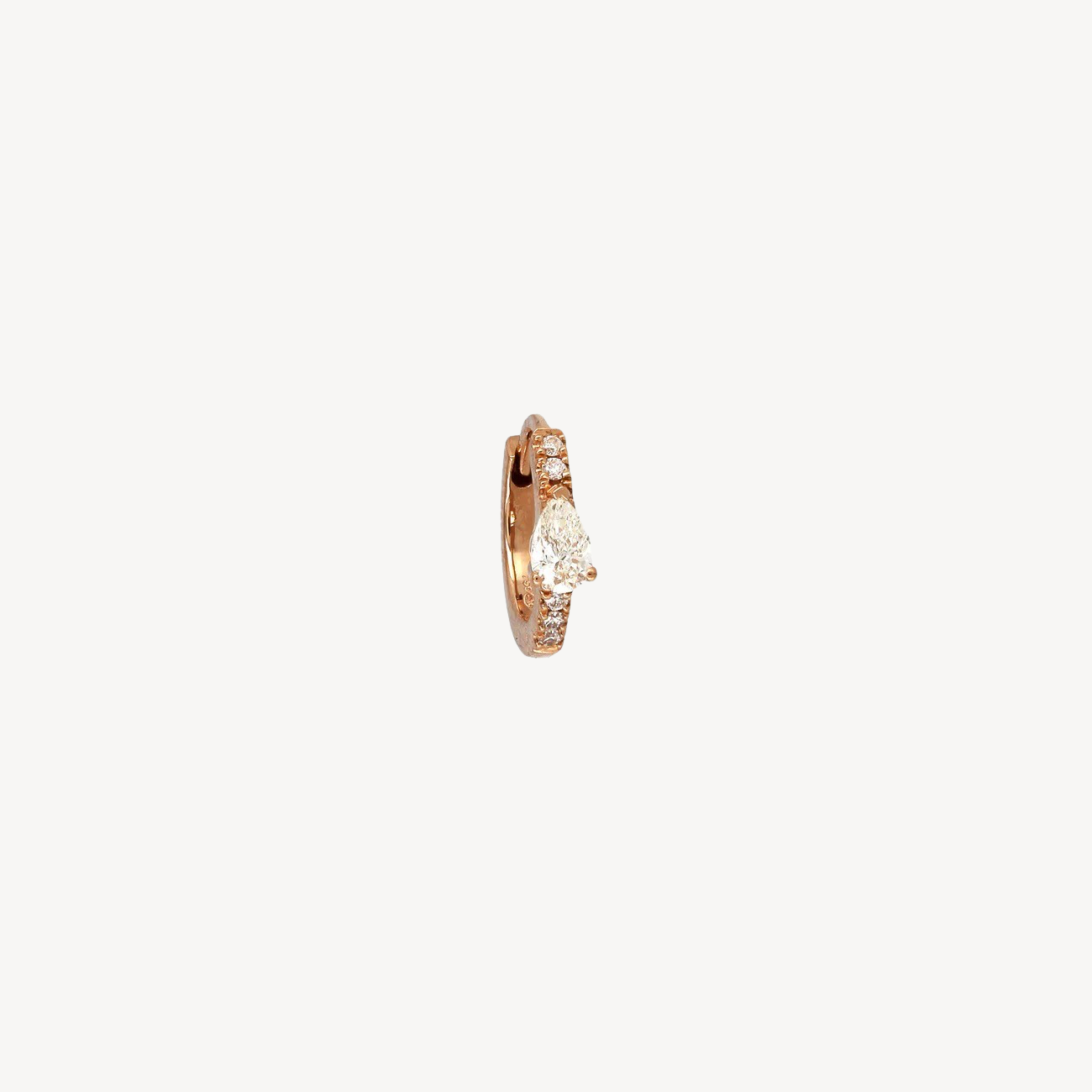 Créole 8mm Poire 3.5mm Demi Pavé Or Rose