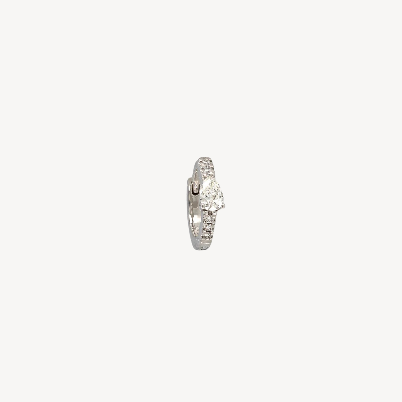 Créole 8mm Poire 3.5mm Demi Pavé Or Blanc