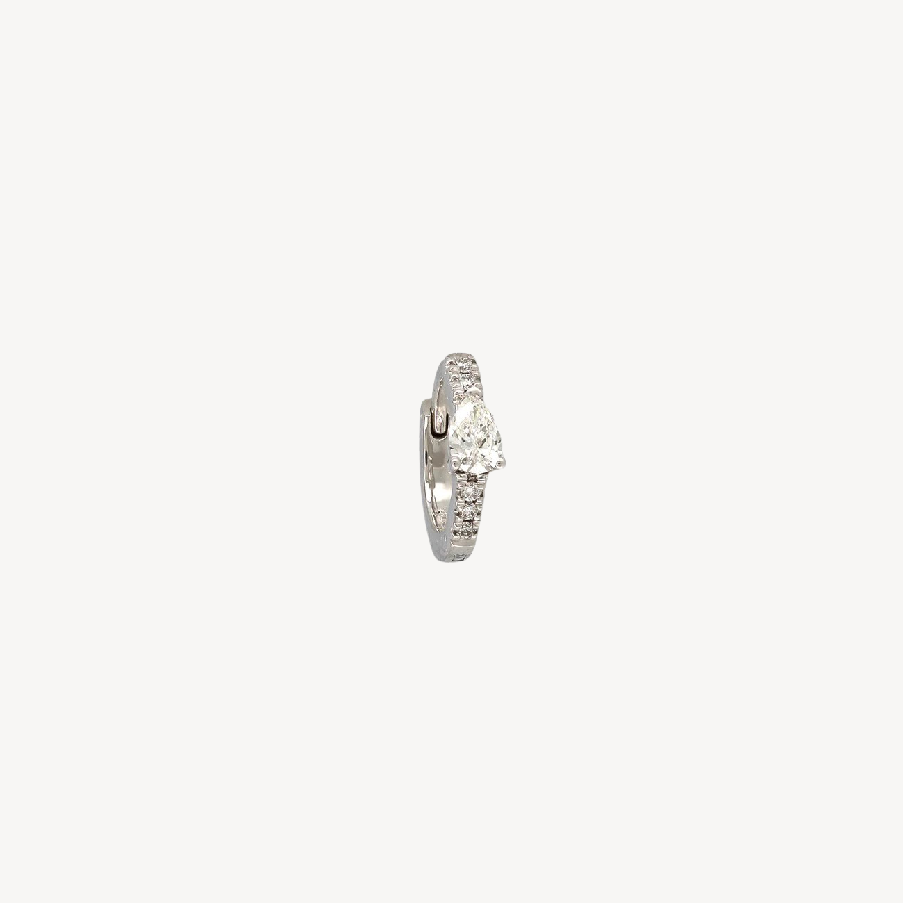 Creole 8mm Pear 3.5mm Half Pavé White Gold Hoop