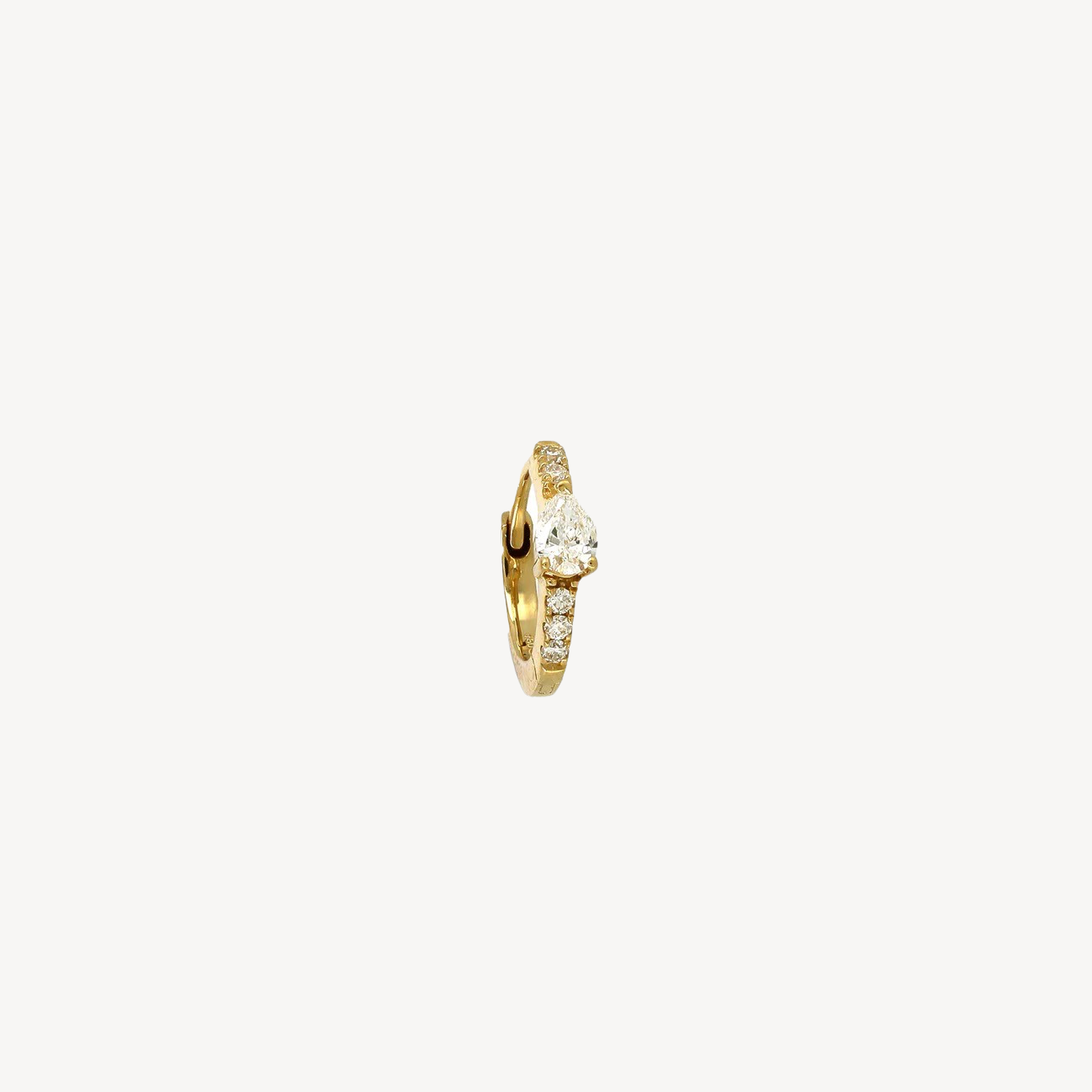 8mm Pear 3.5mm Half Pavé Yellow Gold