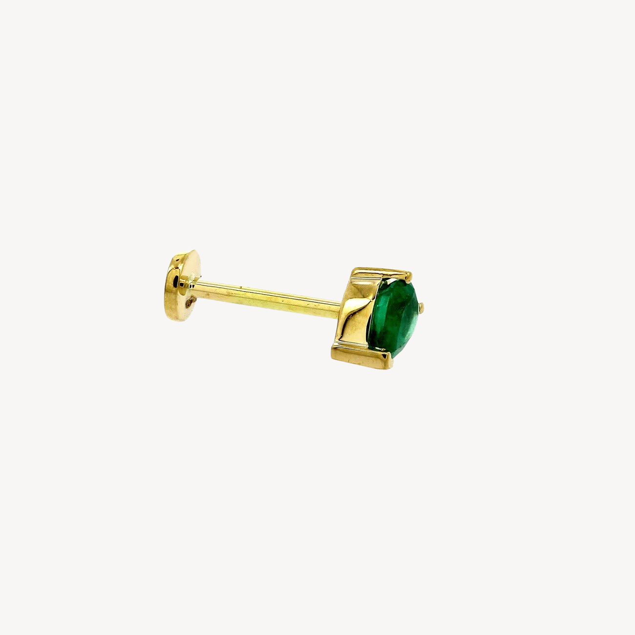 4.5x3mm Yellow Gold Emerald Pear Stud 