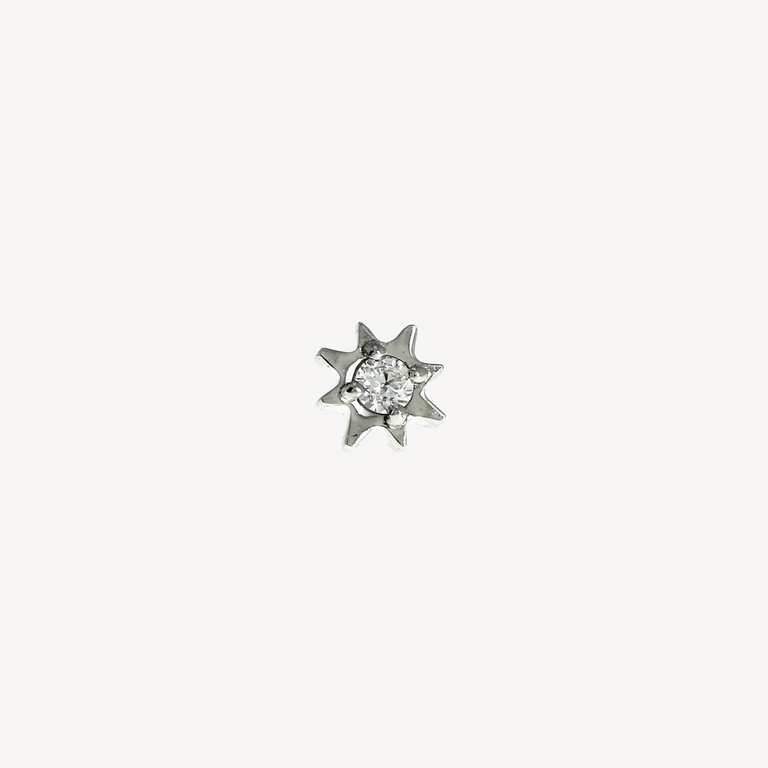 Stud Soleil Diamant Or Blanc