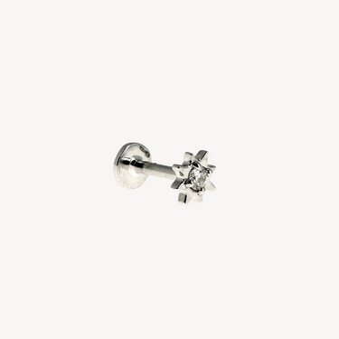 Stud Soleil Diamant Or Blanc