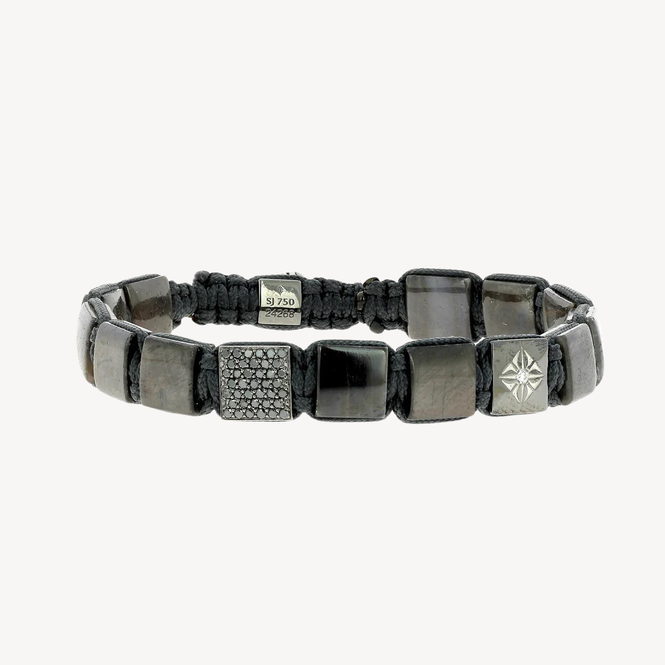 Pavé-Armband mit schwarzem Diamant und grauem Saphir