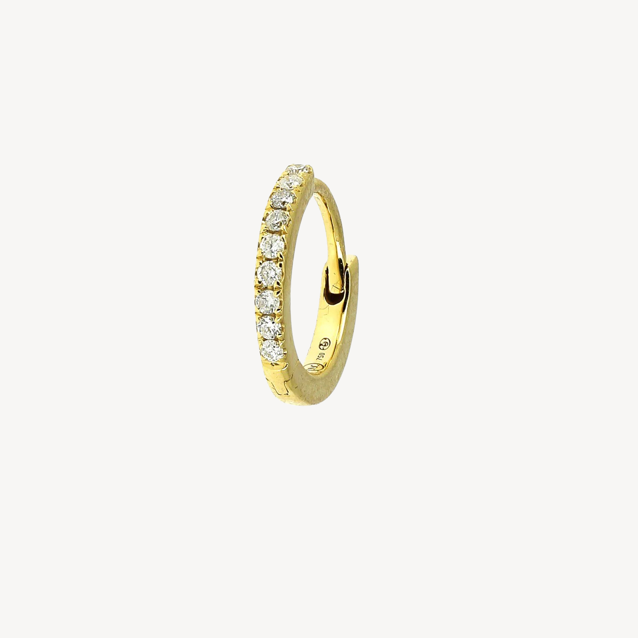 8mm Half Paved Yellow Gold Hoop