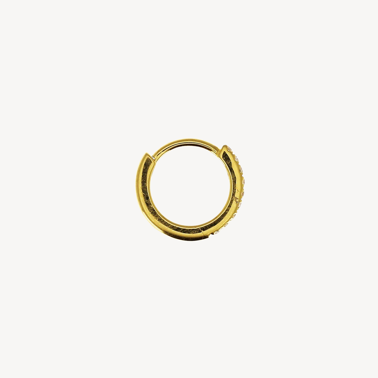 8mm Half Paved Yellow Gold Hoop
