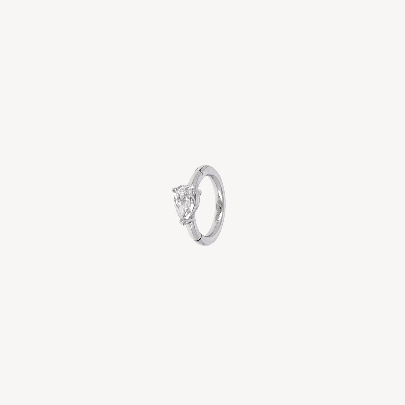 6.5mm White Gold Pear 3.5x2.5mm Hoop