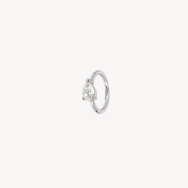 8mm White Gold Pear 4.5x3mm Hoop