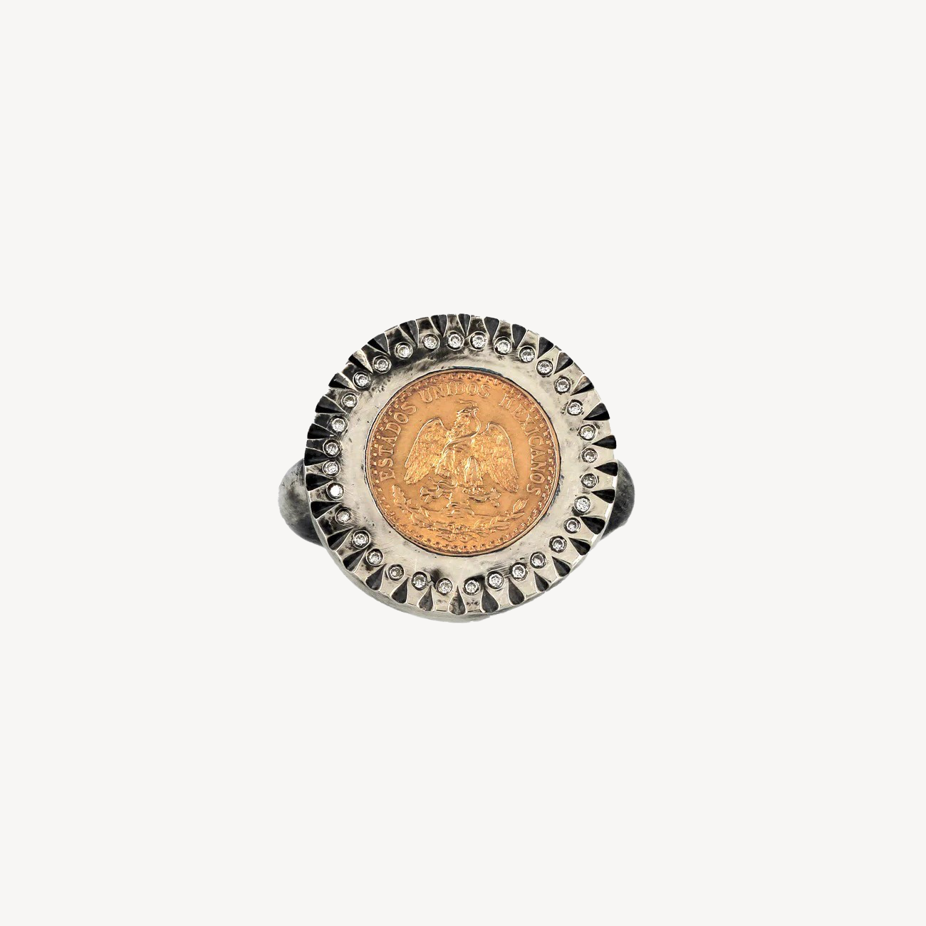 Bague Medium Coin with Pesos and Diamonds