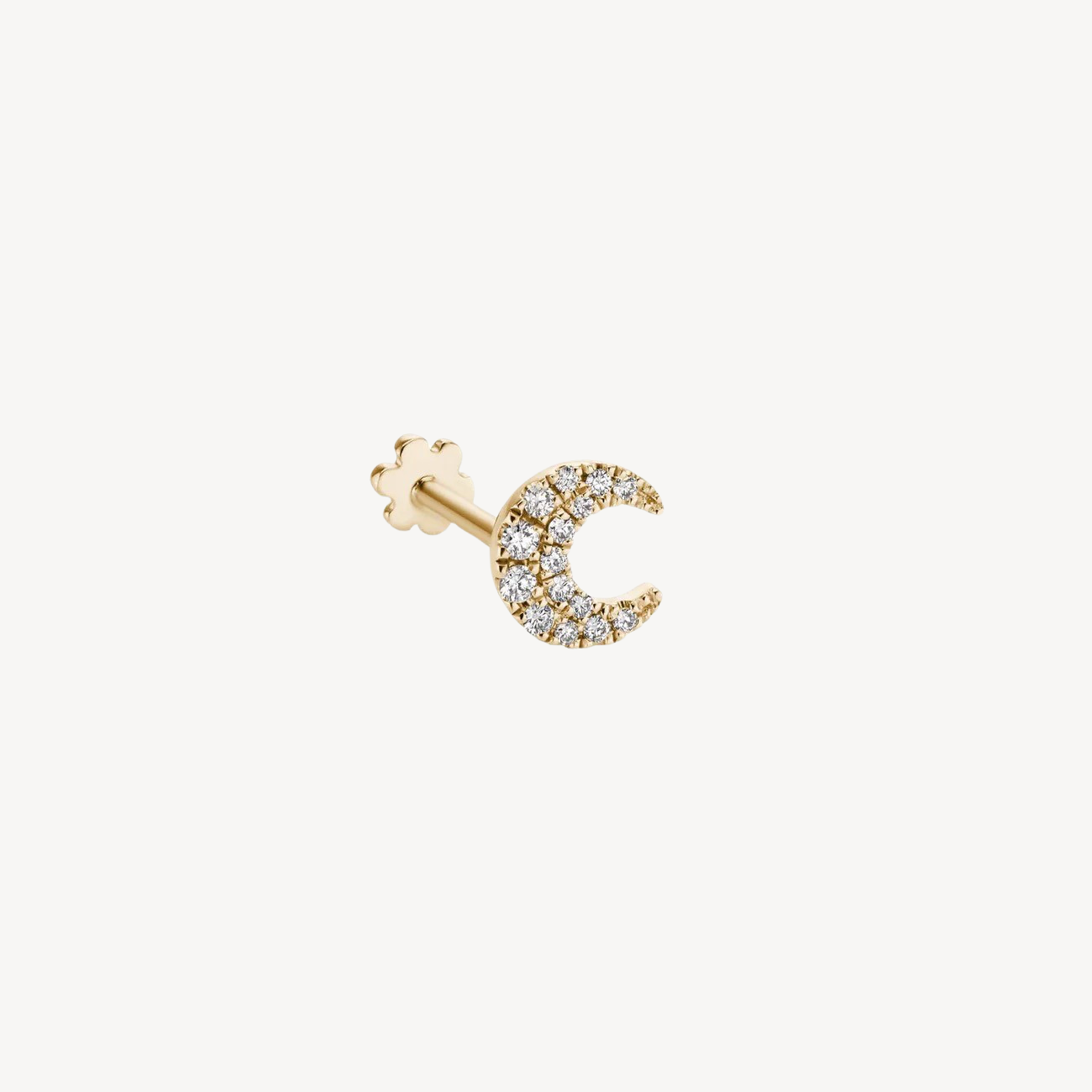 Yellow Gold Diamonds Moon Stud