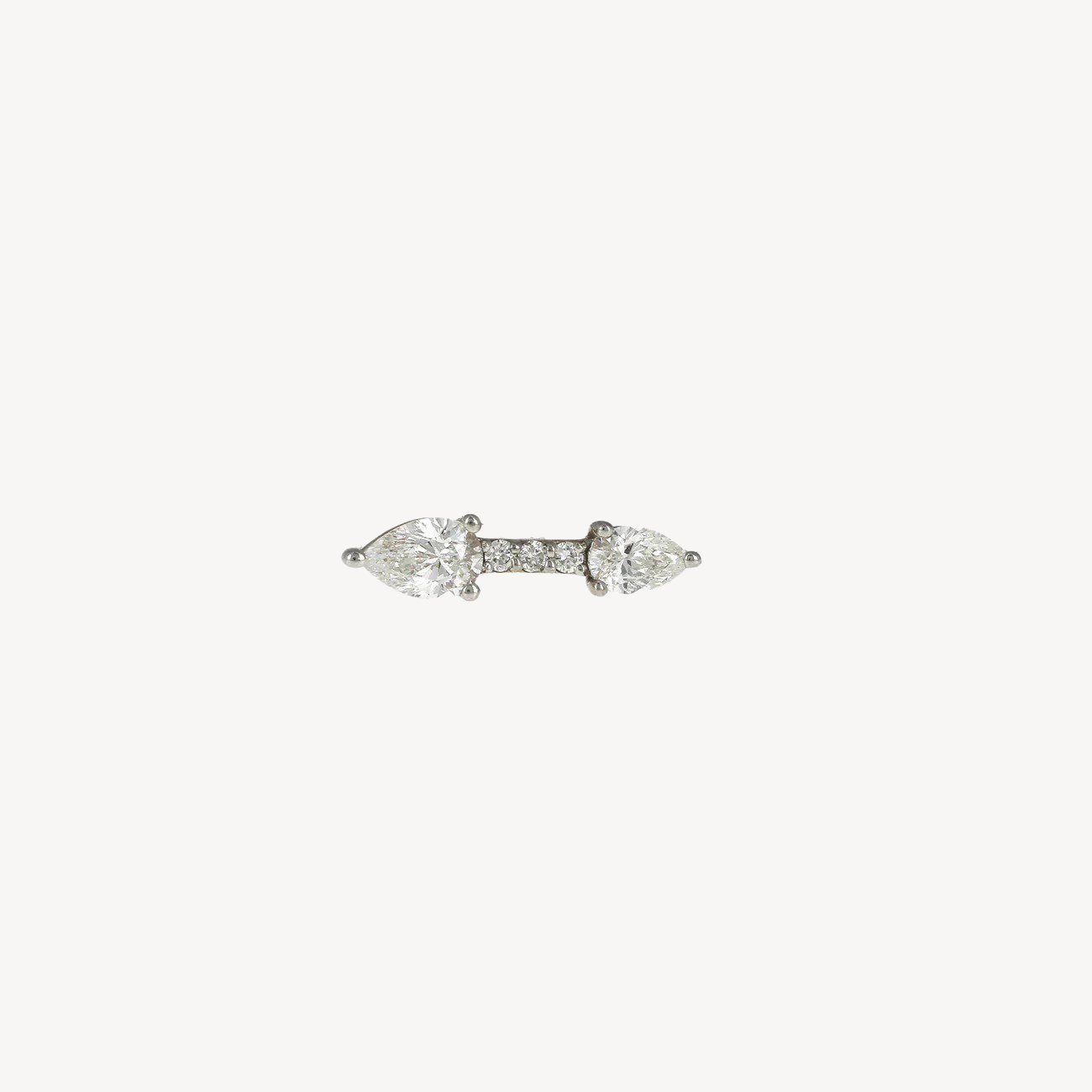 Pear and White Diamond Stud 2 