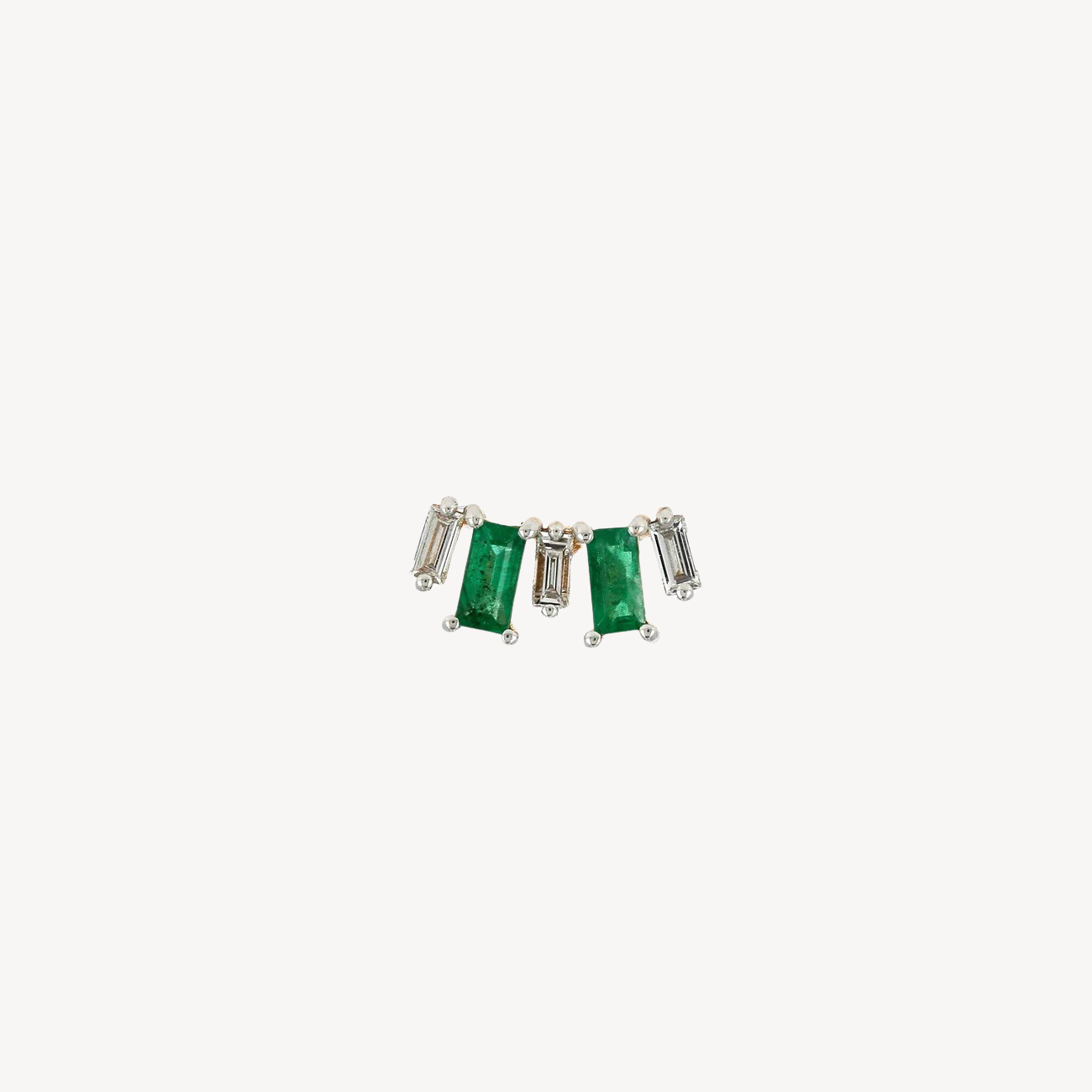 Ohrstecker aus Smaragd-Baguette und weißem Diamant