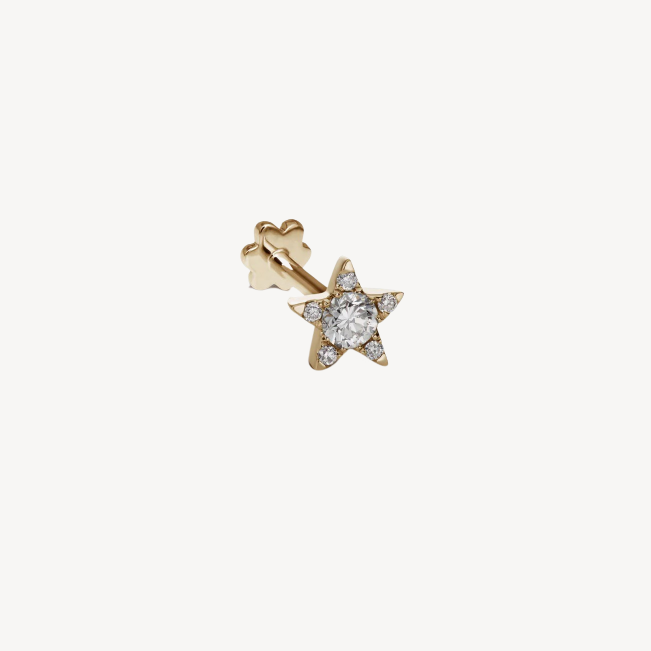 5.5 mm Yellow Gold Star Earring 
