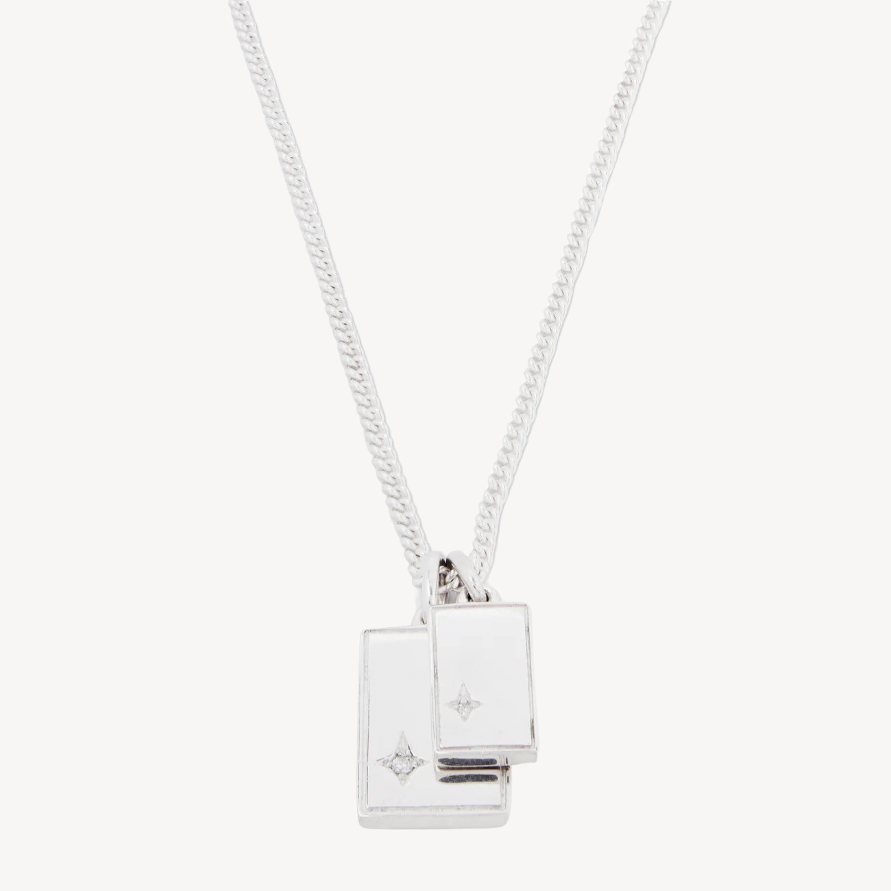 Gudo-Rechteck-Halskette mit weißem Diamantdetail