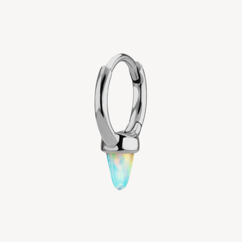 8mm White Gold Opal Spike Earring