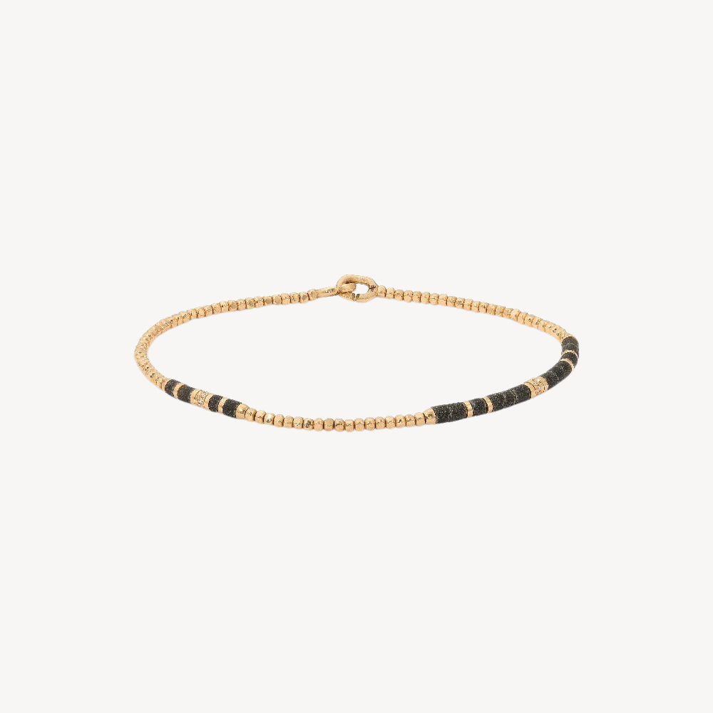Black Afghan Creosote Yellow Gold Bracelet 