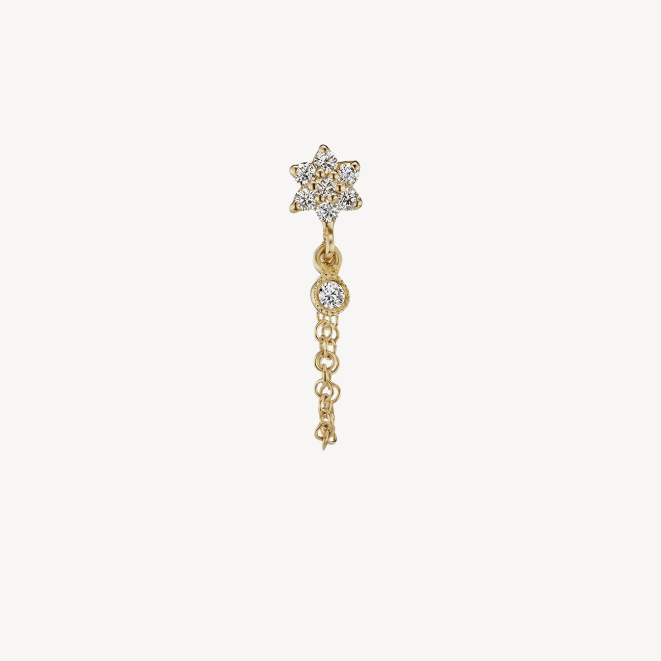 Boucle d'oreille Stud Diamond Flower Chain Wrap with Dangle Or jaune