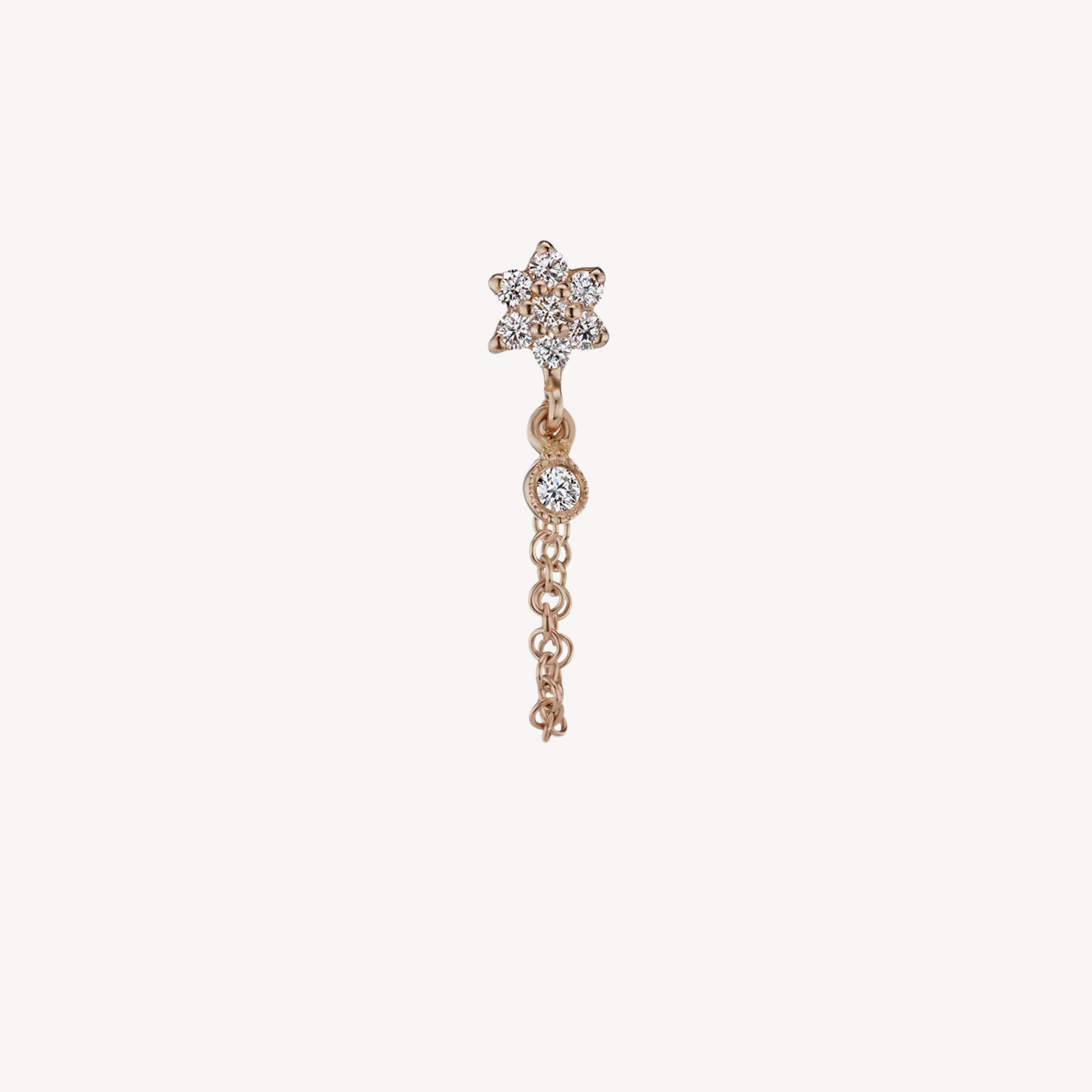 Boucle d'oreille Stud Diamond Flower Chain Wrap with Dangle Or Rose