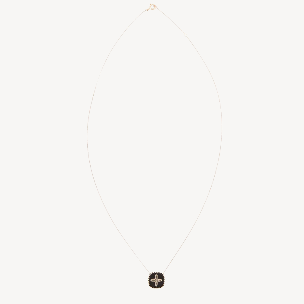 Black Bakelite Diamond Bowie Necklace