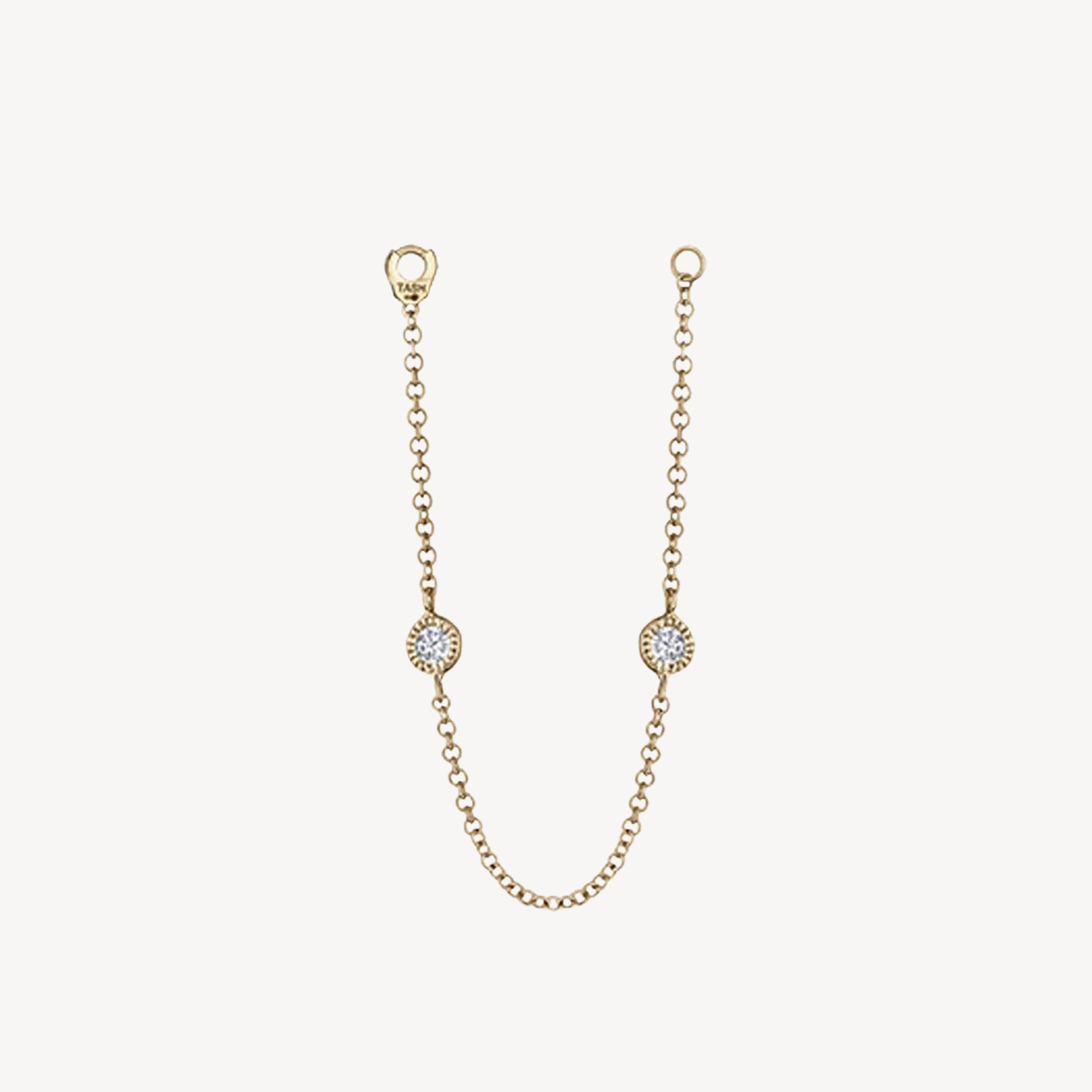 Charm Double Scallop Set Diamond Chain Connecting Or Jaune