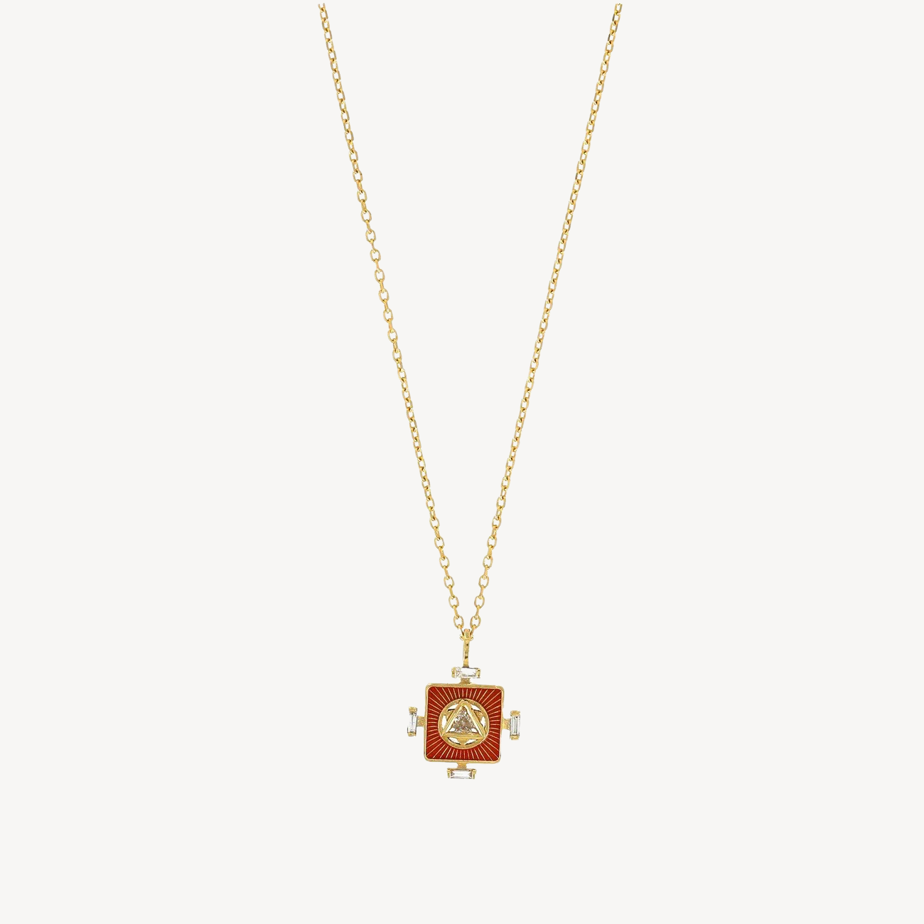 Collier Orange Yantra Sacral Chakra and Trillion Diamond