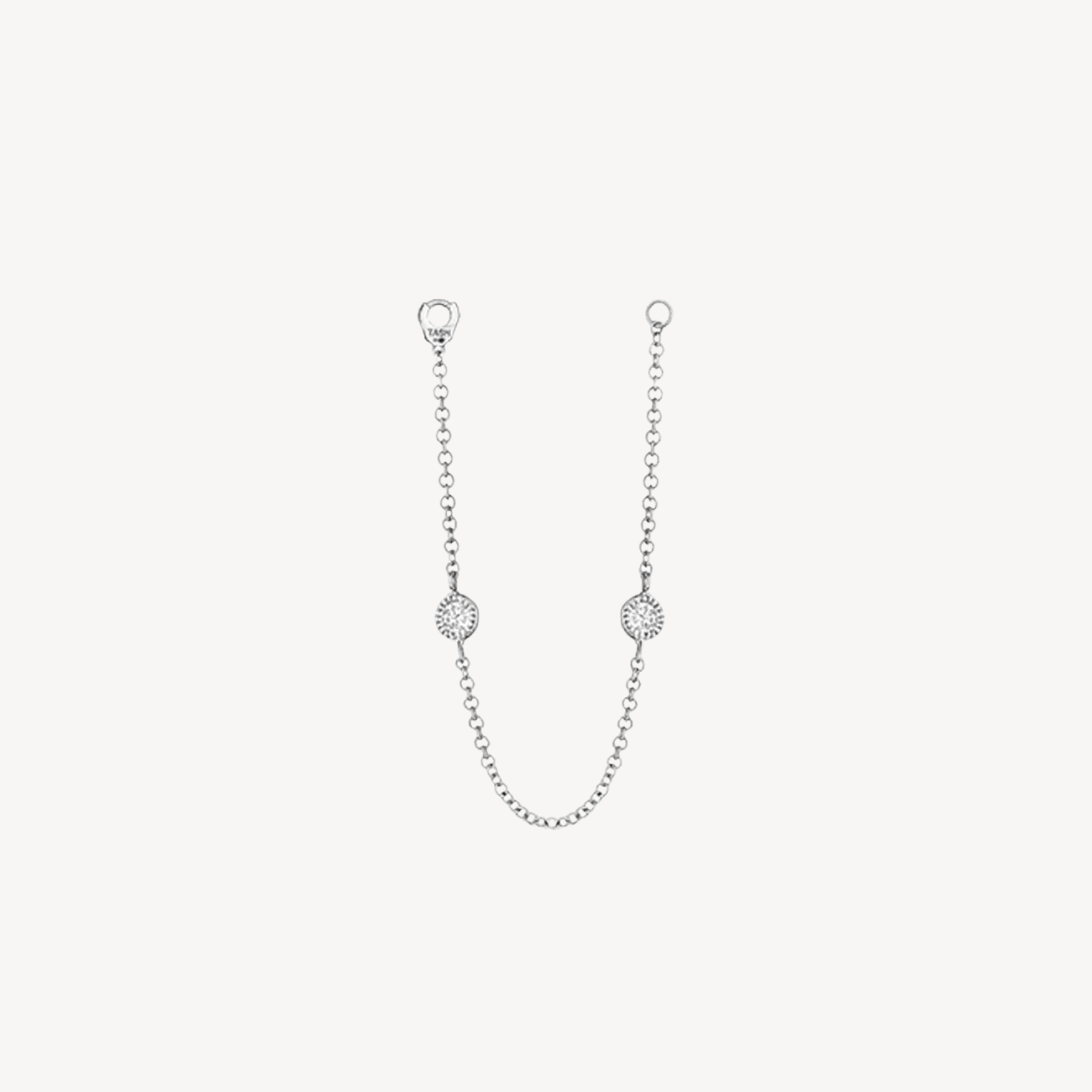 Charm Double Scallop Set Diamond Chain Connecting Or Blanc