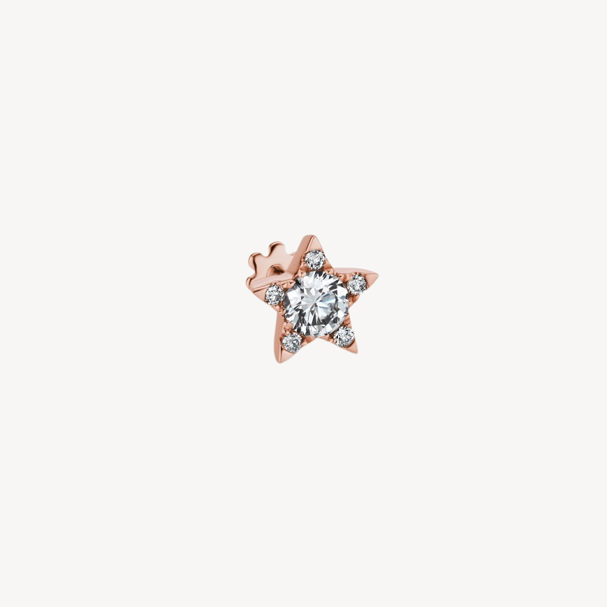 Boucle d'oreille Stud Diamond Star Threaded Or Rose