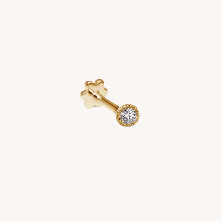 1.5mm Yellow Gold Diamond Earring 
