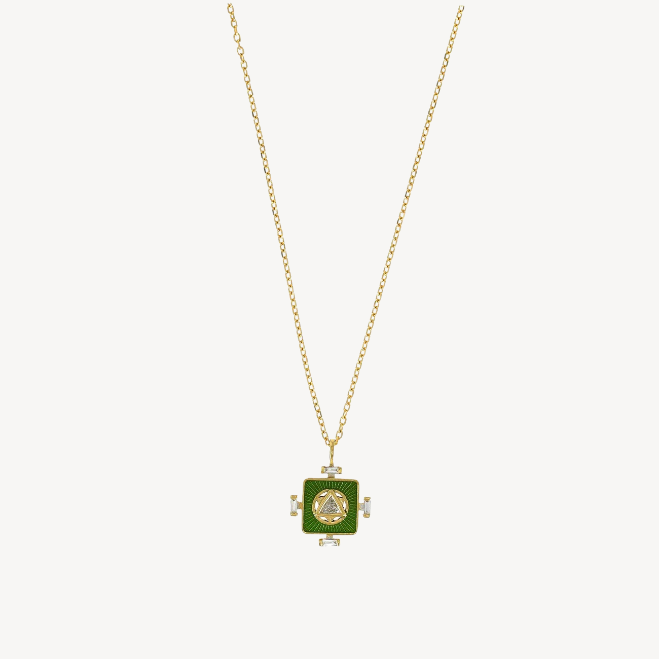 Grünes Yantra-Herz-Chakra und Trillion-Diamant-Halskette