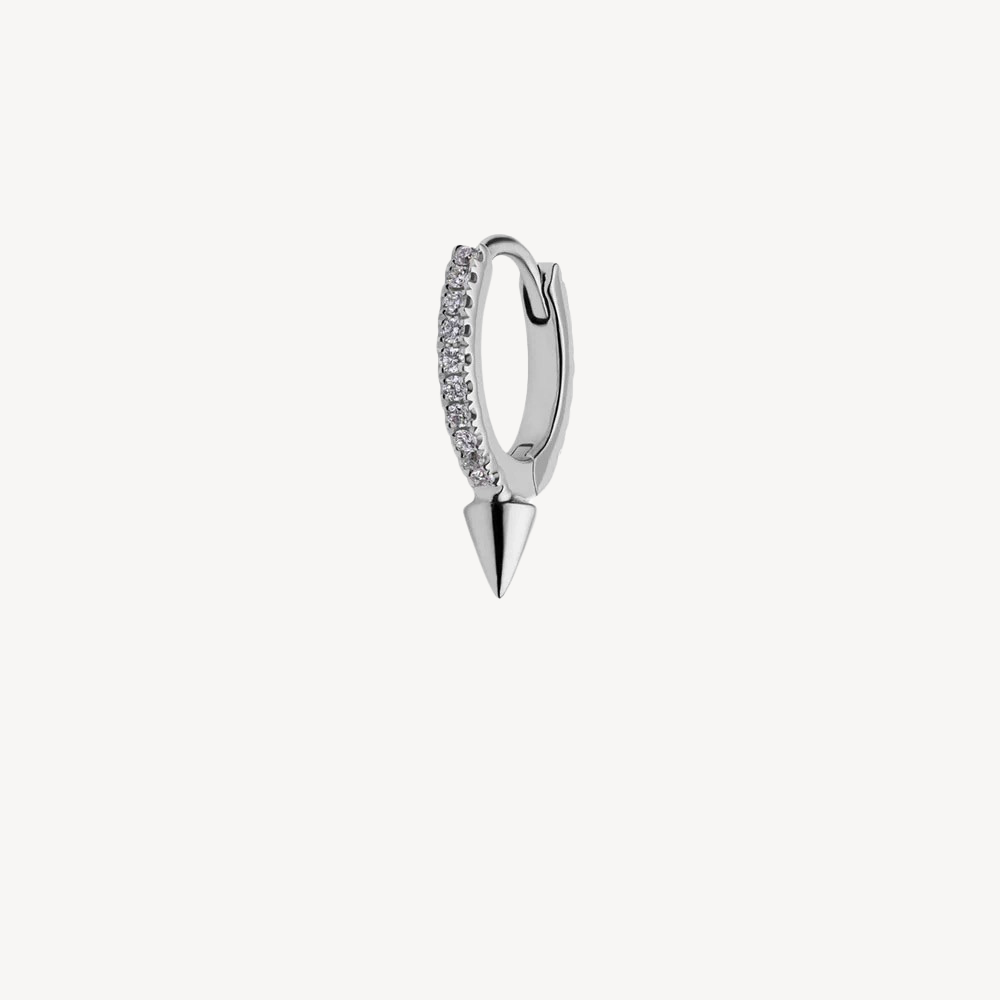 Boucle d’oreille Single Short Spike Diamond Eternity Hoop Or Blanc