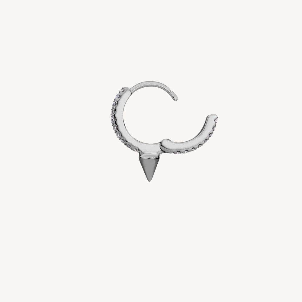 Boucle d’oreille Single Short Spike Diamond Eternity Hoop Or Blanc