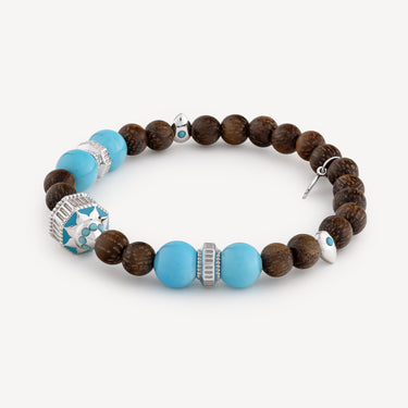 Bracelet Jaya Bois Turquoises Argent