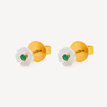 Boucles d'Oreilles Mother of Pearl Emerald Daisy