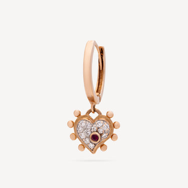 Heart Ruby Diamond Earring