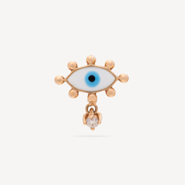 White Enamel Evil Eye Earring