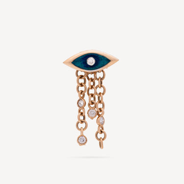 Evil Eye Chain Enamel Diamond Earring