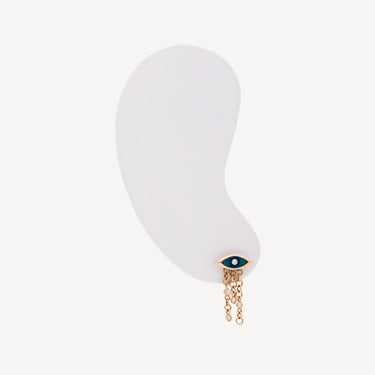 Evil Eye Chain Enamel Diamond Earring