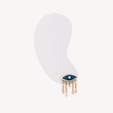 Mittelgroßer Diamant-Evil-Eye-Kettenohrring