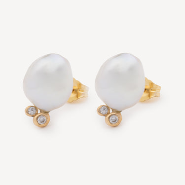 Lunar Cloud Pearl Diamond Earrings