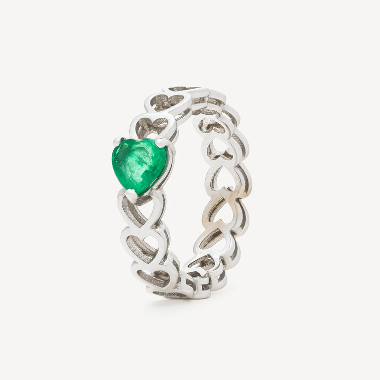 Bague solitaire Heart Emeraude