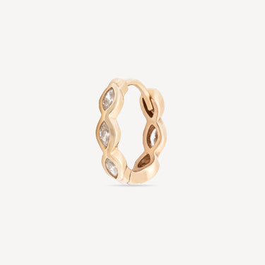 Creole 9.5mm Marquise 3x2mm Yellow Gold Close Setting
