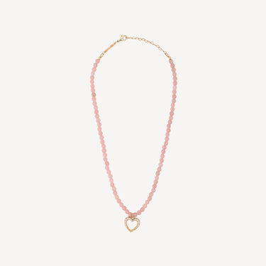 Collier Diamond Heart Opale Rose