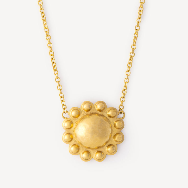 Small Flower Yellow Gold Necklace