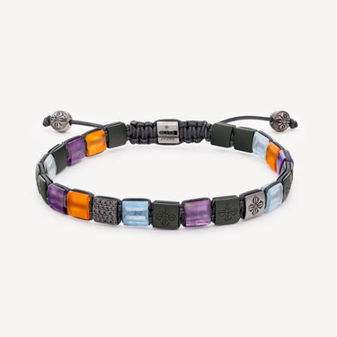 Bracelet 6mm Lock Améthyste Aigue-Marine Cornaline