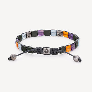 Bracelet 6mm Lock Améthyste Aigue-Marine Cornaline