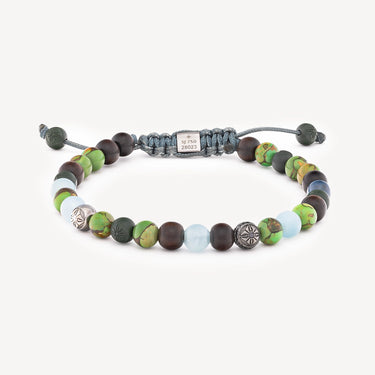 Bracelet 6 mm Non-Braided Turquoise Ebène Aigue Marine