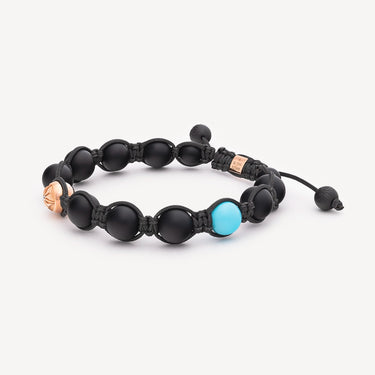 Bracelet 10 mm Braided Noir Turquoise