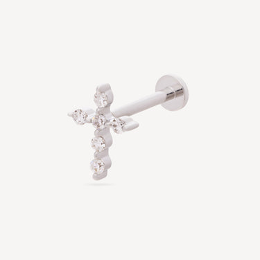 Piercing Puce Kreuz 6 Diamanten Weißgold