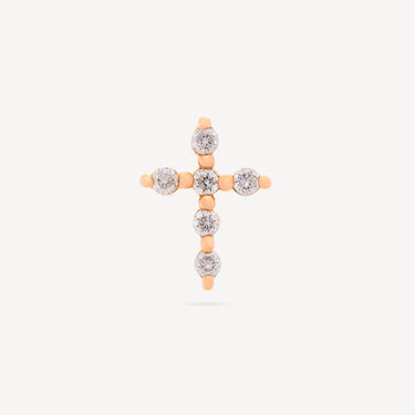 6 Diamonds Rose Gold Cross Stud