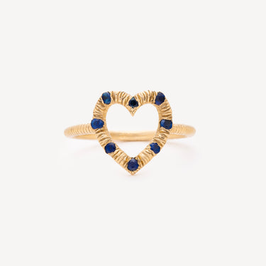 Bague Open Heart Blue Sapphire Pinky